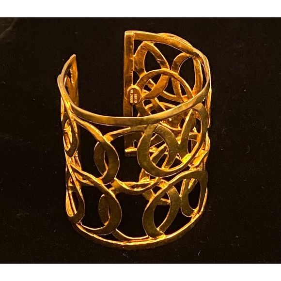 Vintage 90's - 2000's Kenneth Lane Gold Circles Cuff Bracelet - Picture 1 of 8